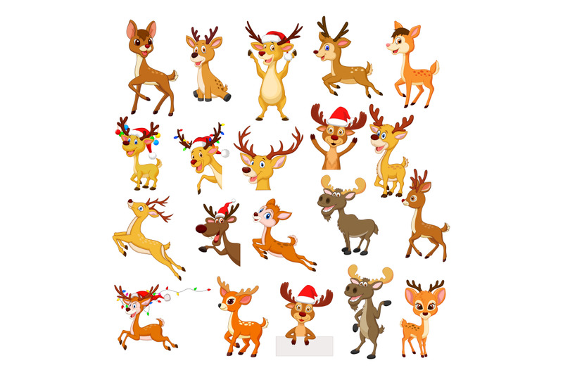 cartoon-reindeer-christmas-collection-set
