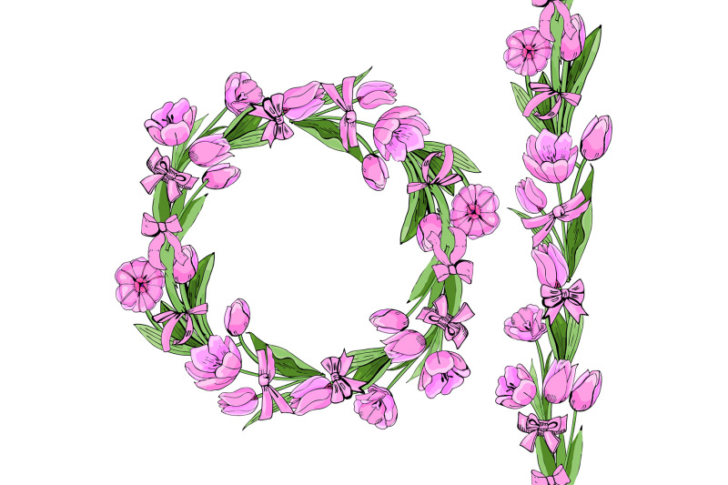 wreath-and-endless-brush-of-pink-tulip-flowers-and-bows