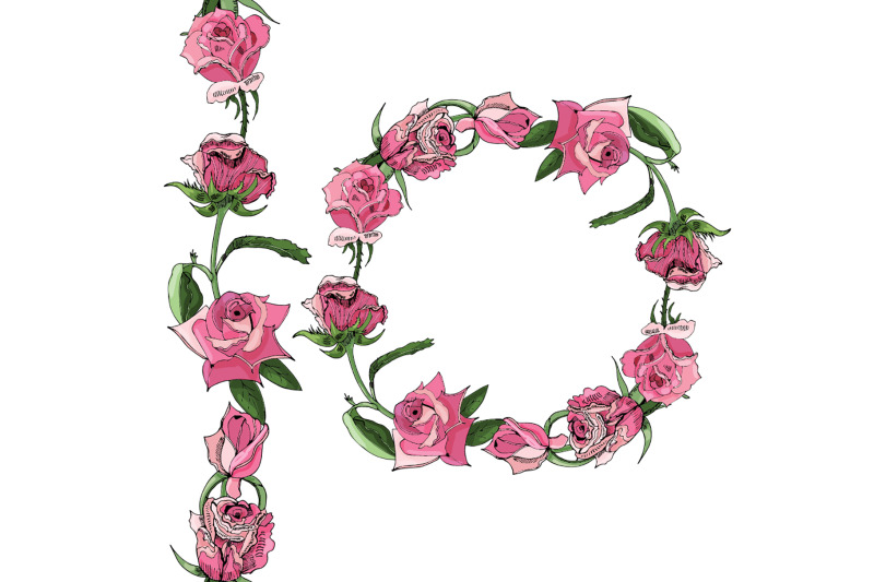 wreath-and-endless-brush-of-hand-drawn-pink-rose-flowers