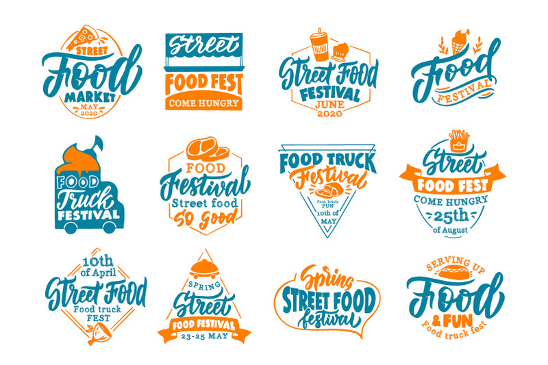 street-food-festival-set-of-logos