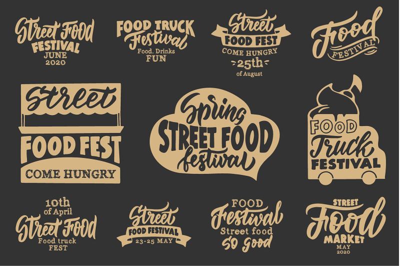 street-food-festival-set-of-logos