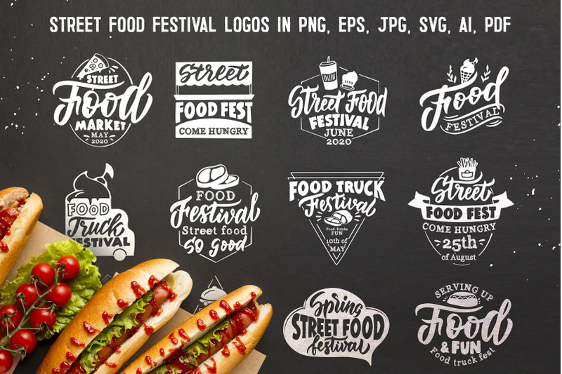 street-food-festival-set-of-logos