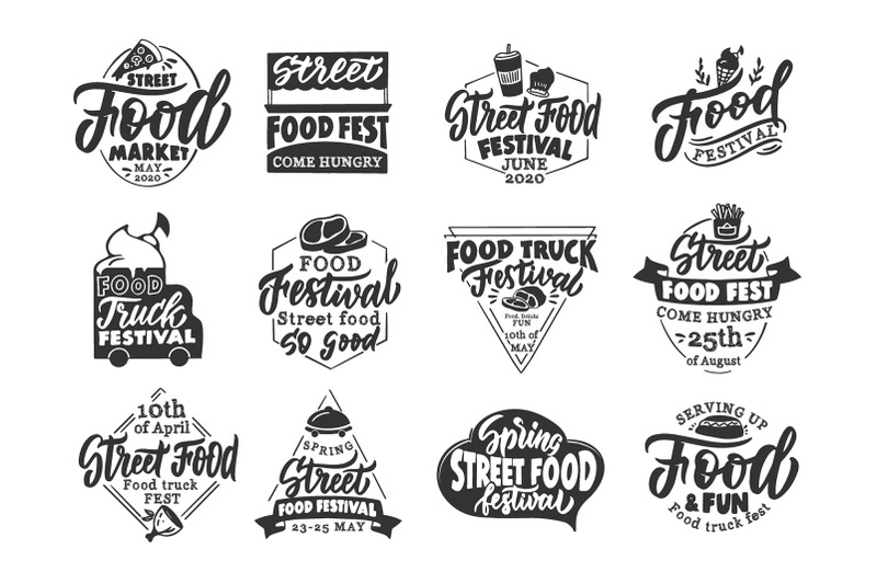 street-food-festival-set-of-logos