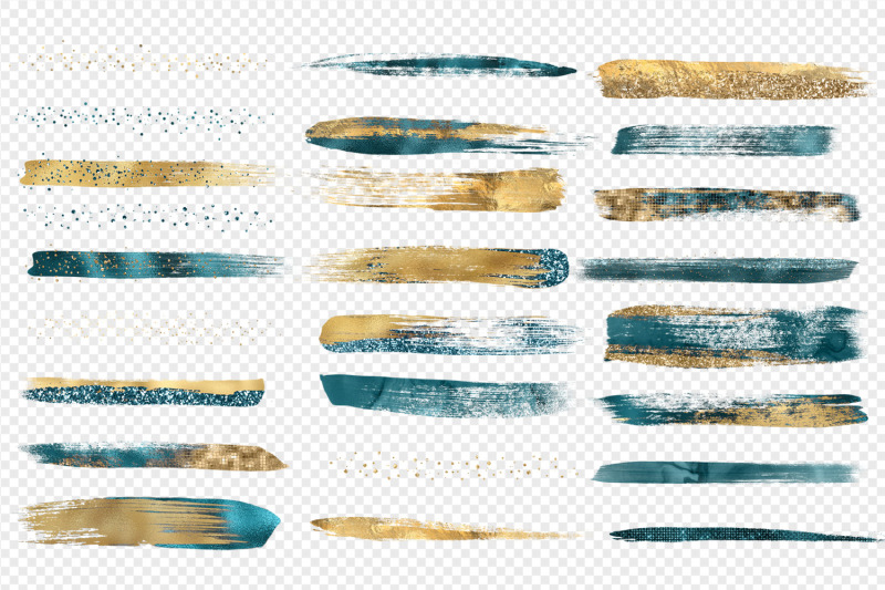 teal-and-gold-paint-strokes-clipart