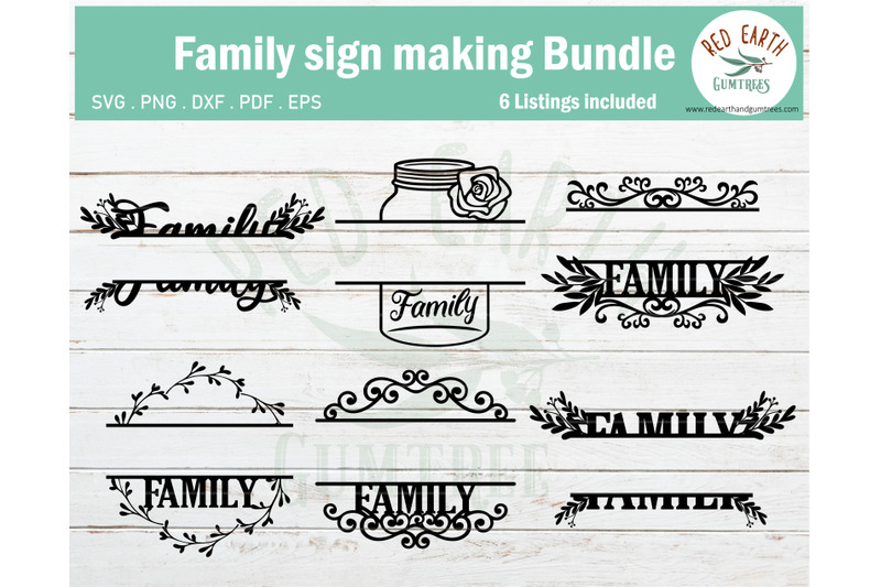 family-sign-making-decal-split-monogram-frame-bundle-svg-png-dxf