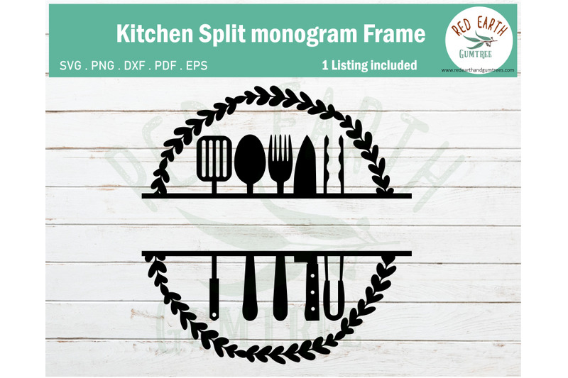 Rustic kitchen farmhouse monogram frame SVG,PNG,DXF,PDF,EPS By