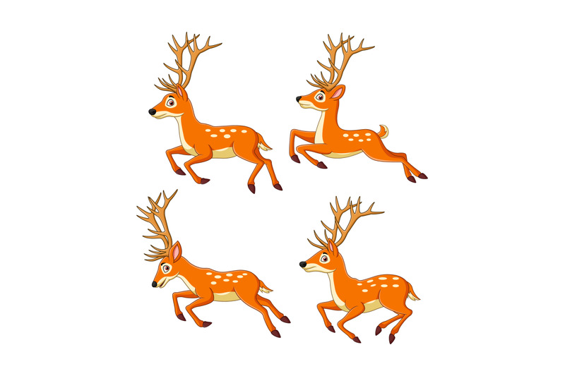 set-of-reindeer-cartoon-isolated-on-white-background