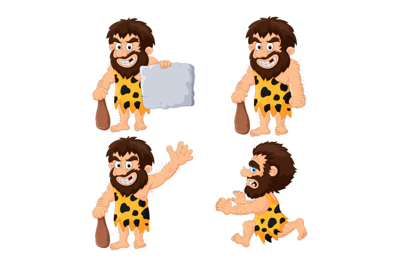 set-of-caveman-in-different-actions