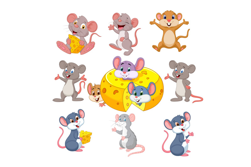 cartoon-funny-mouse-collection-set