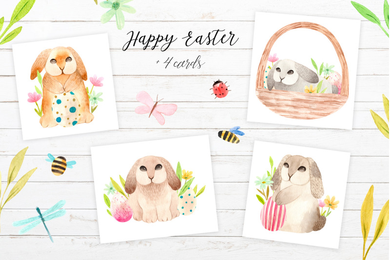 spring-watercolor-easter-bunnies-patterns-cliparts-and-cards