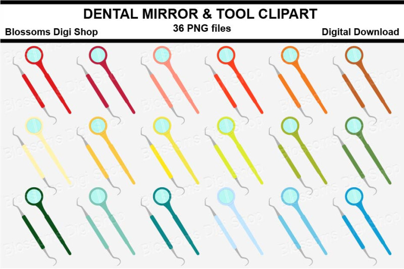 dental-mirror-and-tool-sticker-clipart-36-files-multi-colours