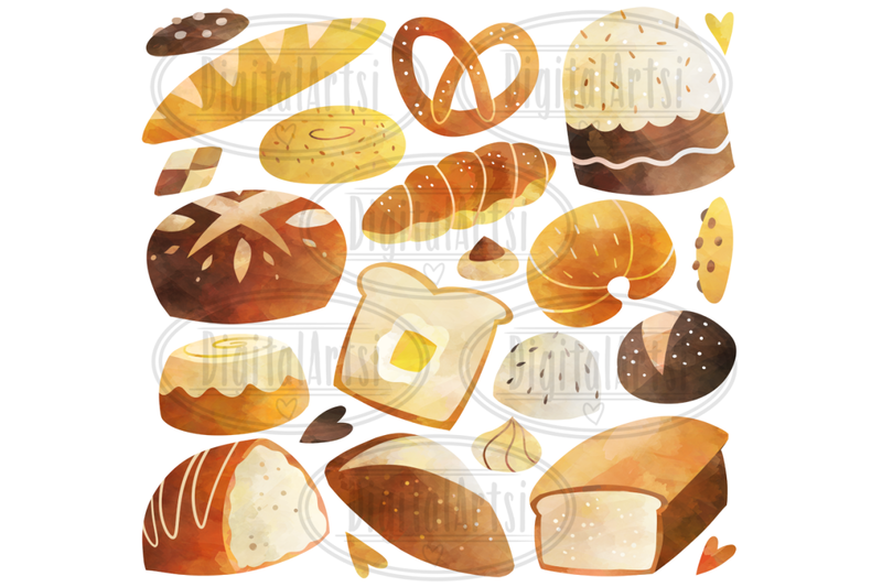 Watercolor Bread Clipart By Digitalartsi 