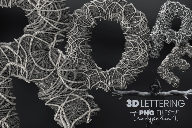 grey-rope-pile-3d-letters