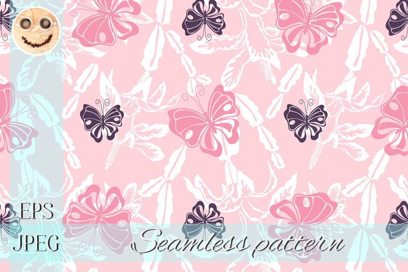 pink-butterfly-white-blooming-cactus-seamless-pattern