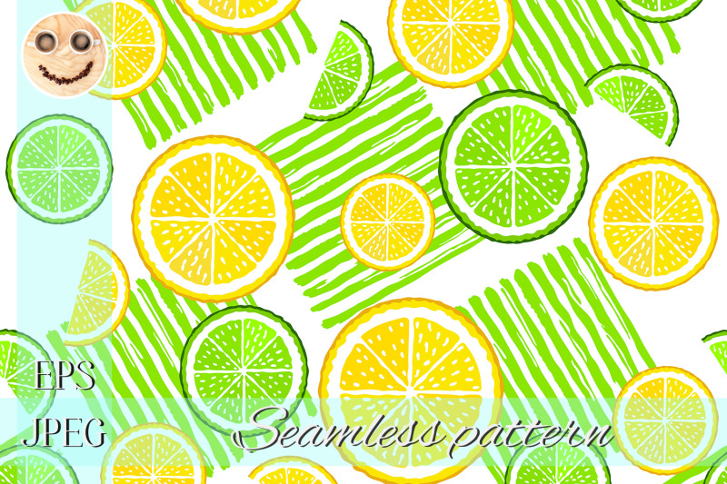 citrus-slices-and-green-paint-stripes-seamless-pattern