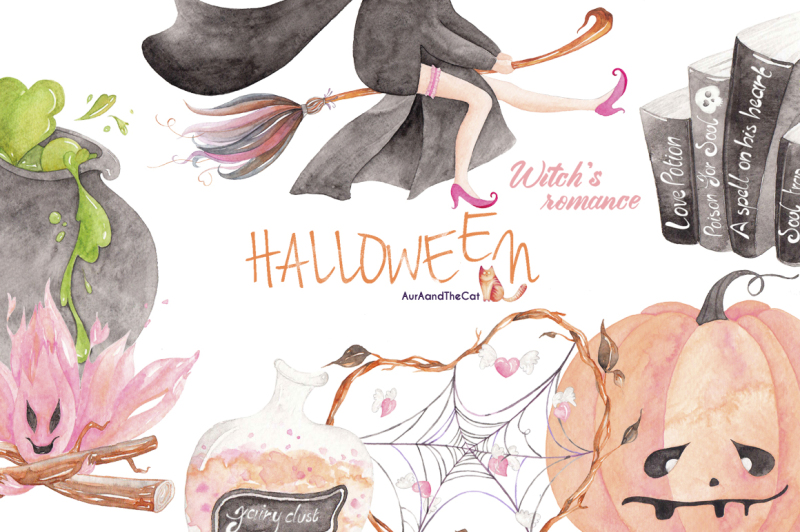 halloween-witch-039-s-romance-clipart