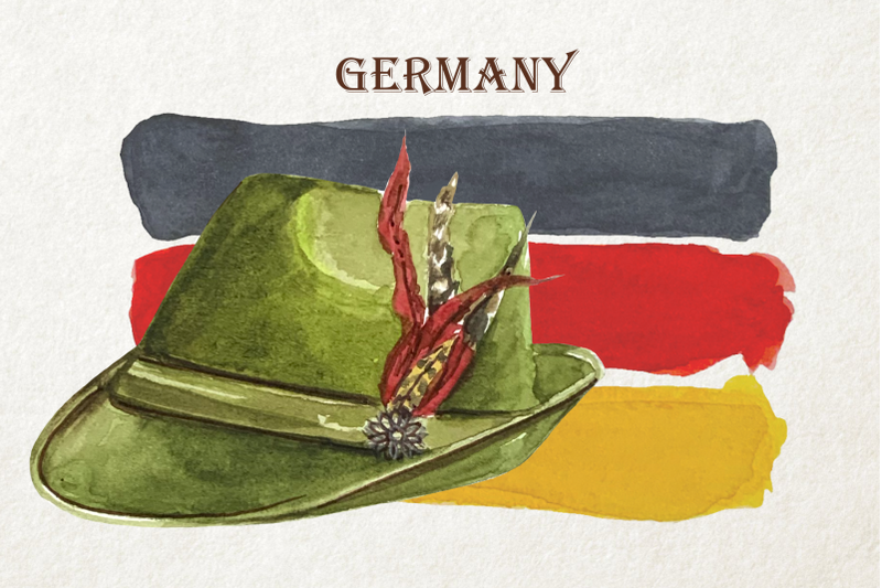 so-german-watercolor-clip-art-set