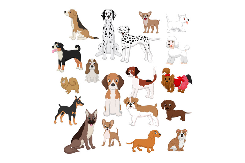 cartoon-cute-dogs-collection-set