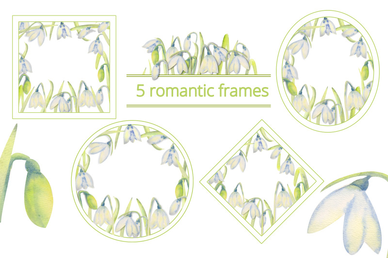 hello-spring-romantic-frames-with-snowdrops-set-1