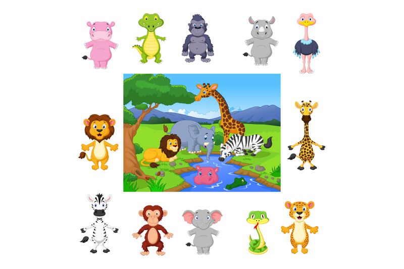 cartoon-big-animals-collection-set
