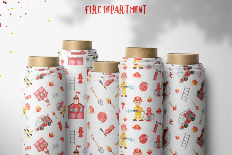 watercolor-fire-department-clipart-premade-cards-seamless-patterns