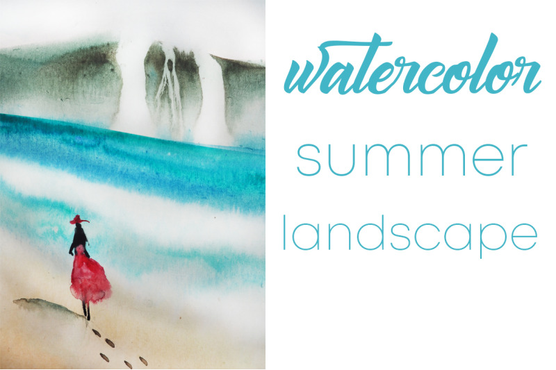 watercolor-summer-landscape-sea-and-girl