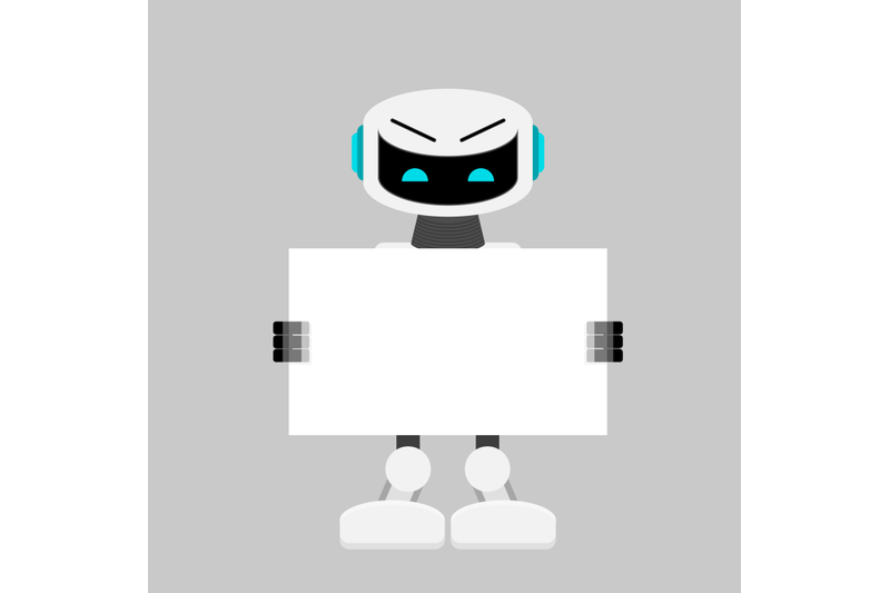 robot-hold-white-banner-ai-character