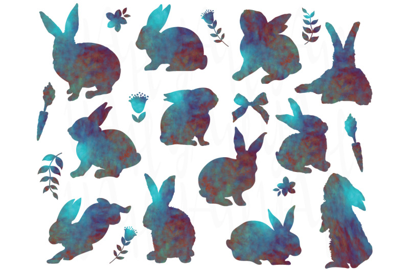 bunny-silhouetter-watercolor-set