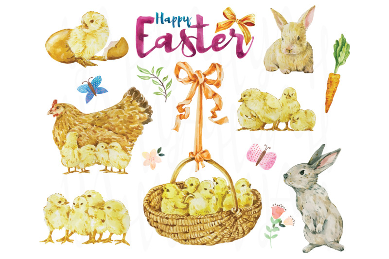 easter-watercolor-collections-set