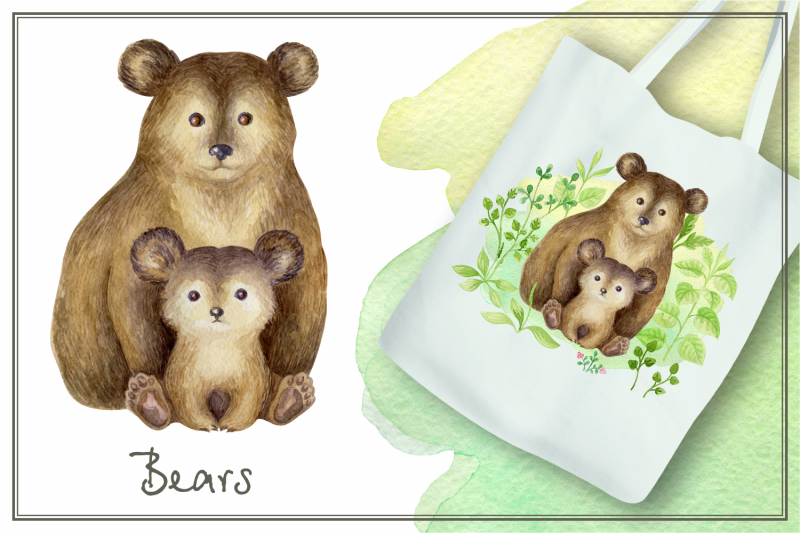 wild-animals-and-their-babies-mothers-day-watercolor-set