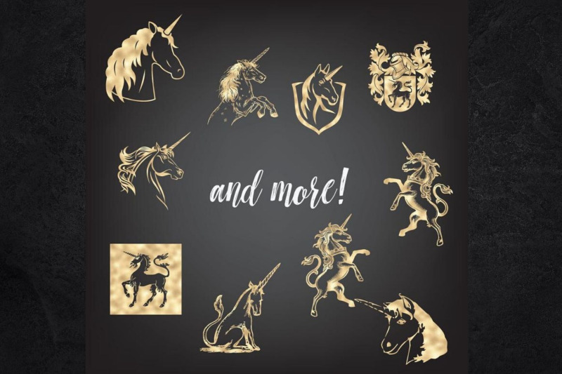 gold-foil-unicorns-magical-unicorns-unicorn-digital-clip-arts-unico