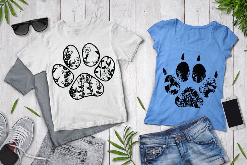 Download Floral Pet Paw SVG, Dog svg, Cat svg, Floral Dog & Cat Clipart By Doodle Cloud Studio ...