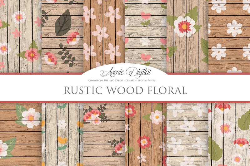 Rustic Wood Floral Backgrounds By Aveniedigital 