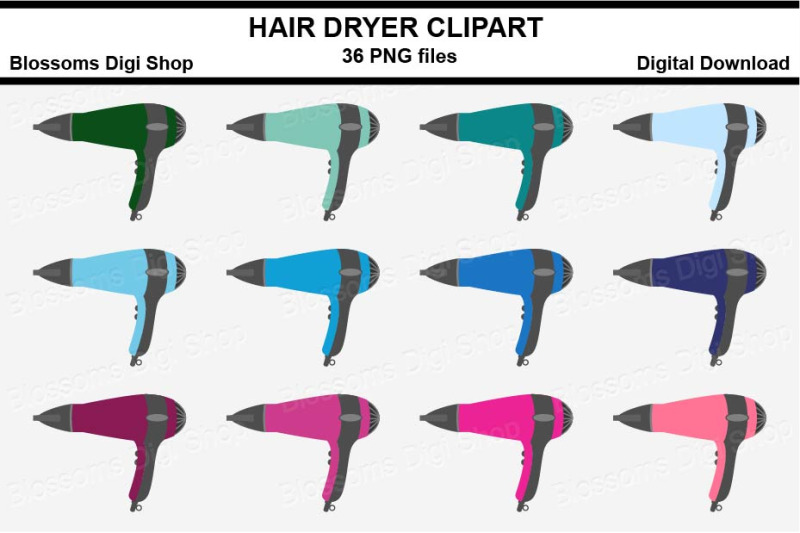 hair-dryer-sticker-clipart-36-files-multi-colours