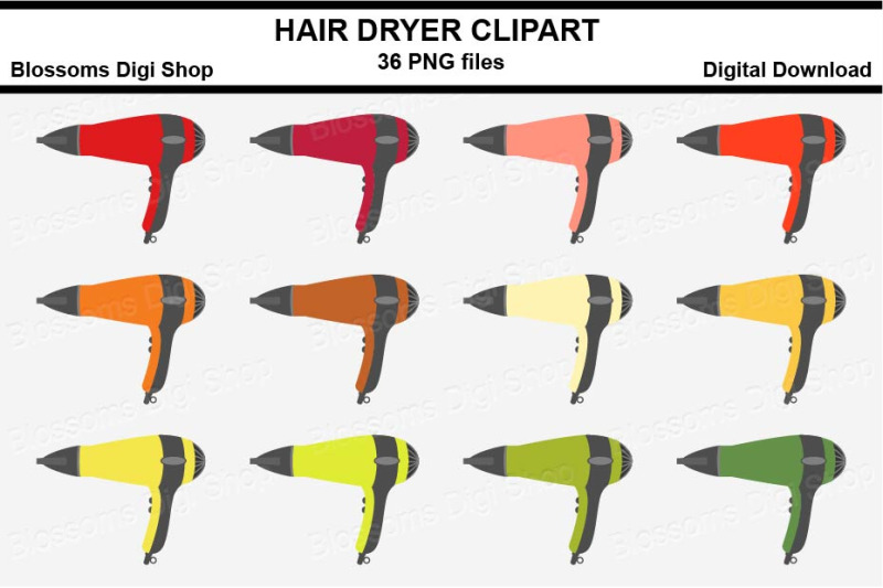 hair-dryer-sticker-clipart-36-files-multi-colours