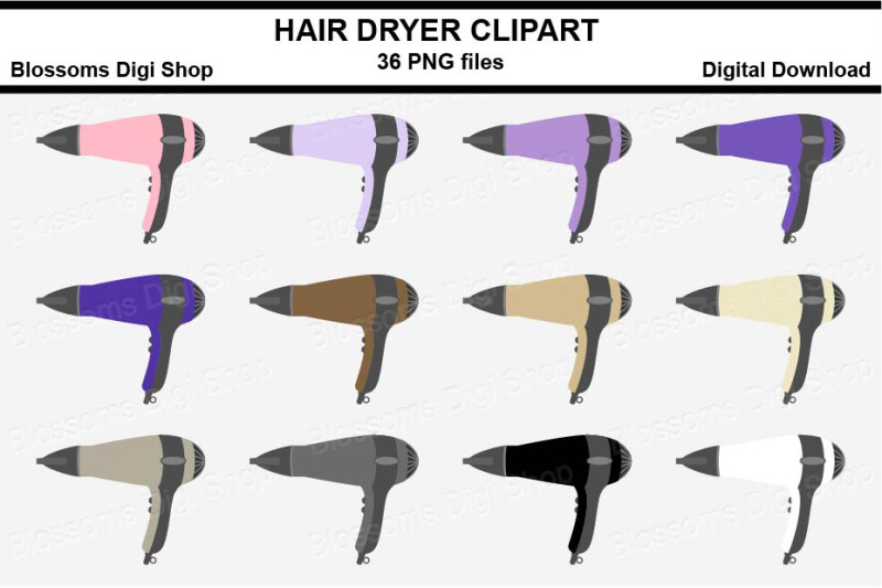 hair-dryer-sticker-clipart-36-files-multi-colours