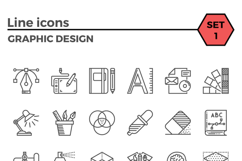 graphic-design-thin-line-icons-set