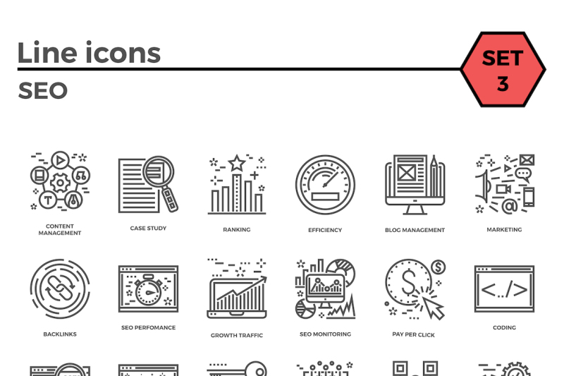 seo-thin-line-related-icons-set