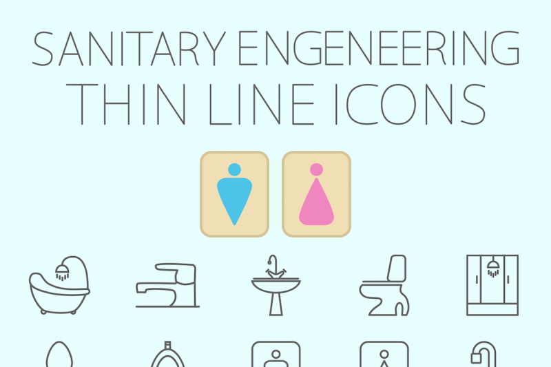 sanitary-engineering-vector-thin-line-related-icon-set