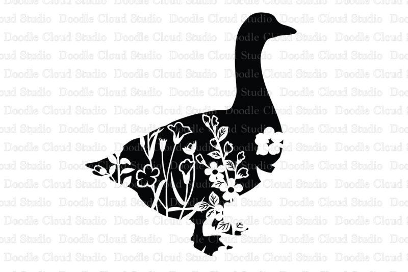 Download Floral Goose SVG Cut Files, Floral Goose Clipart By Doodle ...