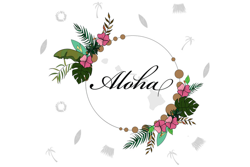hawaii-themed-floral-illustration-for-t-shirts-and-prints