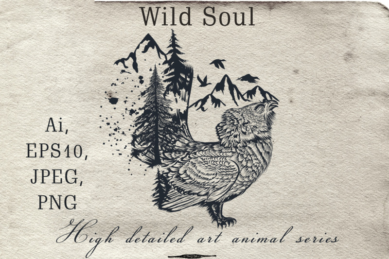 animal-series-wild-soul-black-grouse-vector-illustration