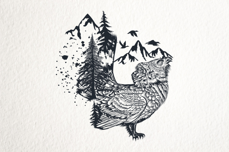 animal-series-wild-soul-black-grouse-vector-illustration