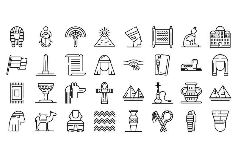 Egyptian Food for Kids Egypt icons set outline style By Ylivdesign 