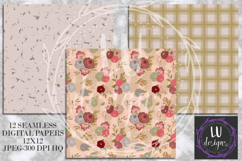tea-time-digital-papers-tea-backgrounds-strawberry-patterns