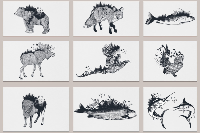 bundle-of-artistic-vector-hand-drawn-animals