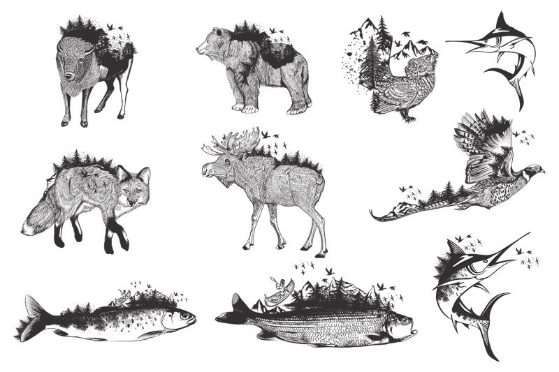 bundle-of-artistic-vector-hand-drawn-animals