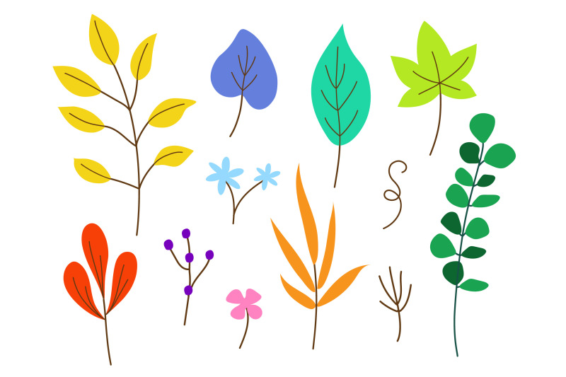 vector-illustration-collection-of-colourful-leaves-in-different-shapes
