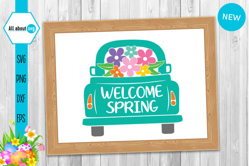 welcome-spring-truck-with-flowers-svg