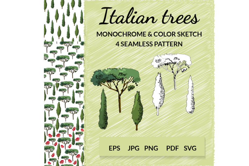 hand-drawn-italian-trees-in-sketch-style-vector-clipart